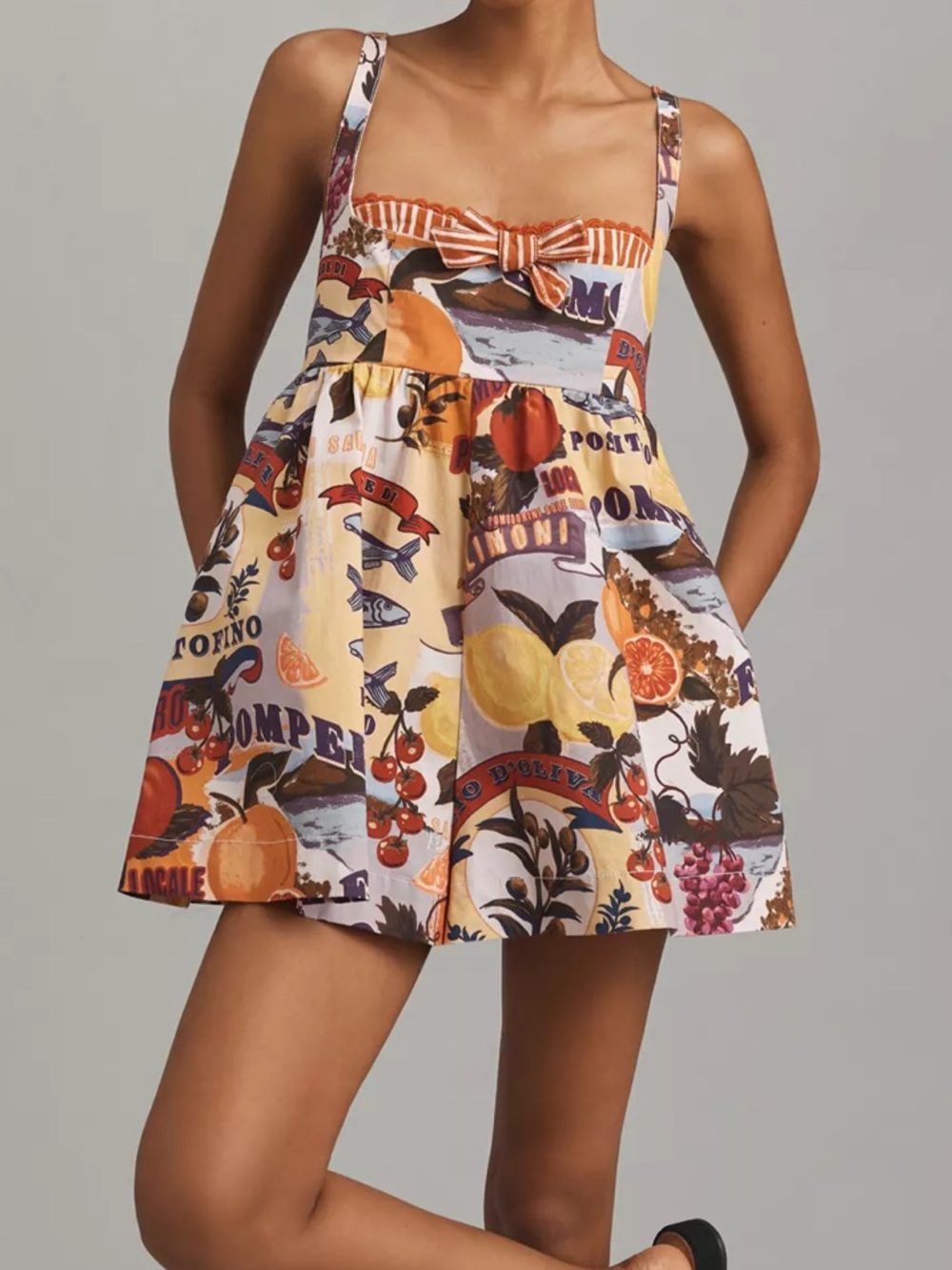 Christian Lacroix Printed Square Neckline Romper Brand New